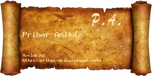 Priher Anikó névjegykártya